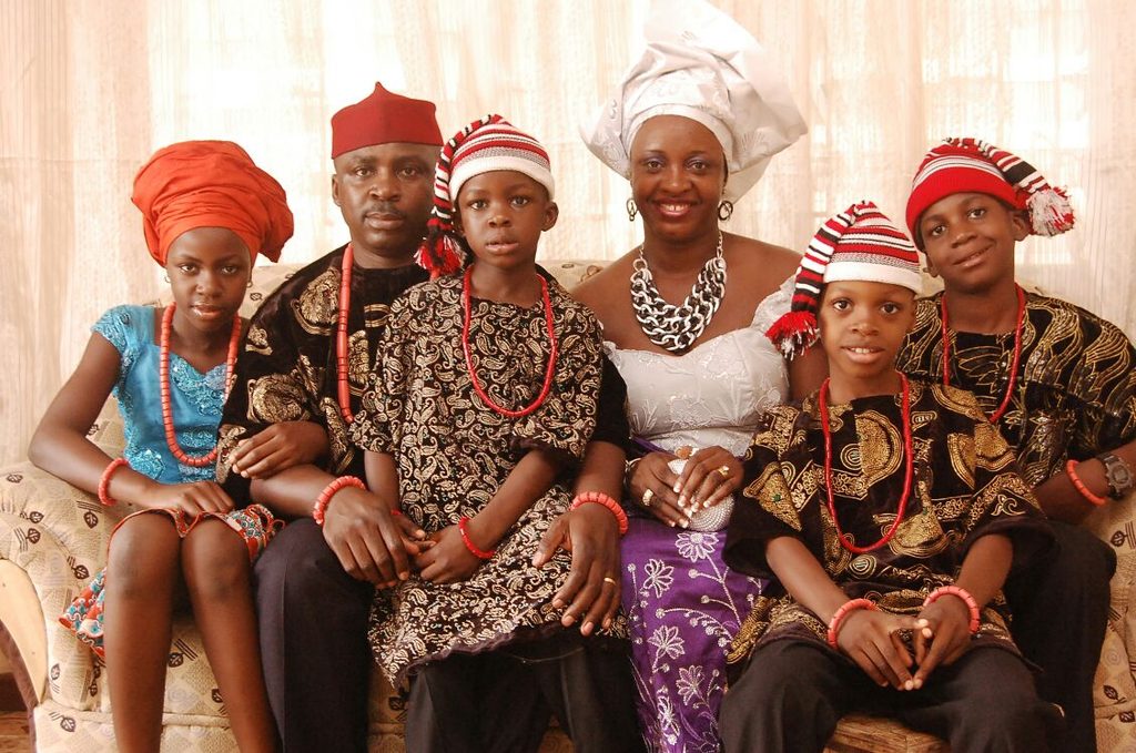 igbo family in traditional attire